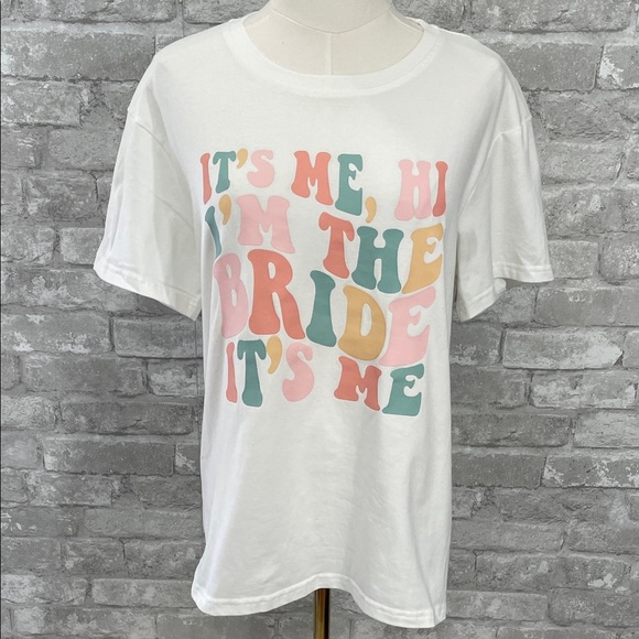 Amazon Tops - Amazon White Graphic Brides Tee with Colorful Print